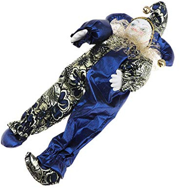 P Prettyia Vintage Clown Modell Porzellanpuppe Dekofigur Ornamente Sammlerstück Geschenke - D- 33 cm