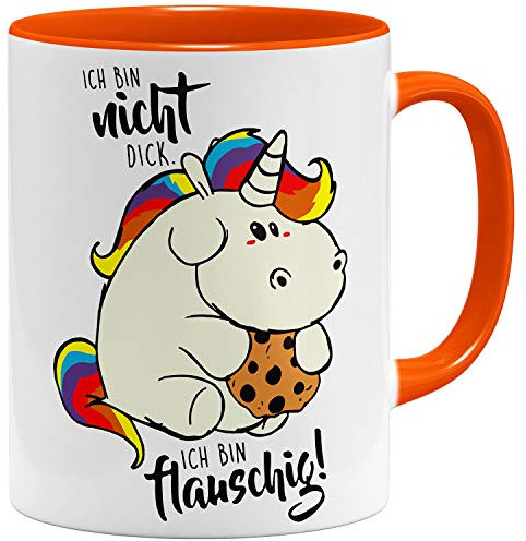 OM3® - Ich-bin-nicht-Dick - Tasse | Keramik Becher | 11oz 325ml | Beidseitig Bedruckt | Orange