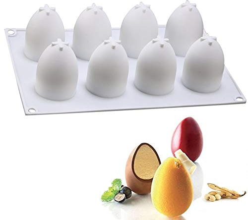 OCPO KITCHEN Silikonform Ei Kerzen, Ostereier-Silikonform zum Backen von Schokolade, Ostereiern, Mousse, Kuchen, Gelee, Käsekuchen, Eis, Dessert, Kuchendekorationsform (8 Mulden)