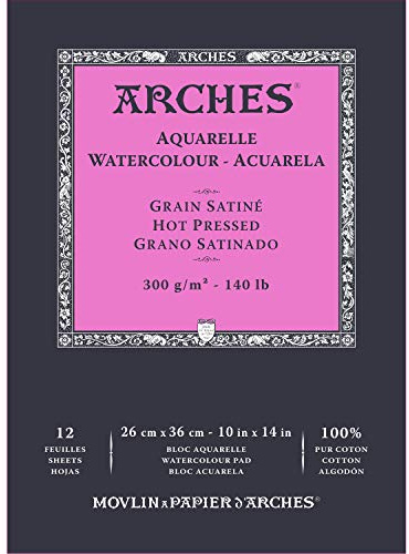 ARCHES A1795098 Block Enc 26 x 36 12H Aquarelle 100% Satin 300 g weiß Nat