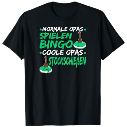 Stockschützen Geschenk Opa Lustiges Stockschießen Sprüche T-Shirt