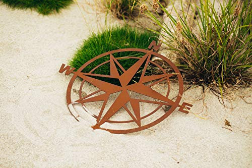 Kompass, Rost Design, D: 52 cm, Maritime Gartendeko Rost, Metalldeko