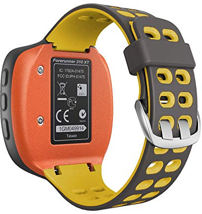 WIIKAI Bracelet de Rechange en Silicone pour Garmin Forerunner 310XT Bracelets de Montre de Rechange.(Jaune gris cyan)