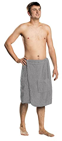 Lanudo® Herren Saunakilt Pure Line, 100% Baumwolle, 400g/m, antibakteriell, Größen S/M/L/XL S/M Silber