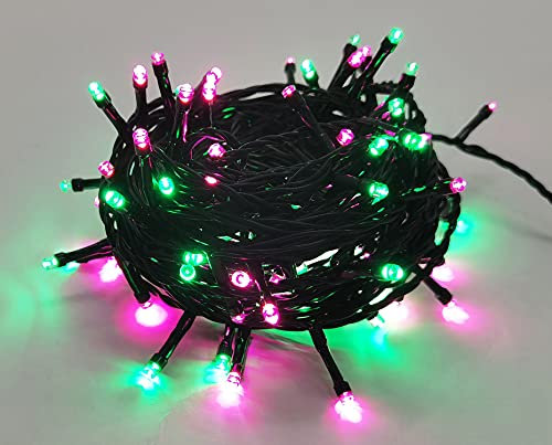 Guirlande lumineuse de Noël bi-couleur 120 LED vertes et roses longueur 9m50
