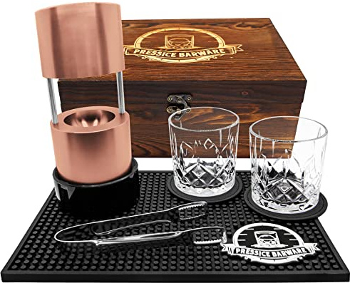 Pressice Barware Ice Press Kit - 2.3 Fast Ice Ball Maker - American Owned and Operated - Includes Ice Ball Press and Ice Mold - Aircraft Grade Aluminum