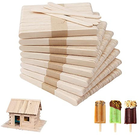 Seasboes 400 Stücke Holzstäbchen, 11,4 cm Bastelmaterial Holz, Eisform Holzstab Stiele, DIY-Kunsthandwerk Holz zum Bastel, Holzstäbchen Holzspatel für Kinder und Erwachsene