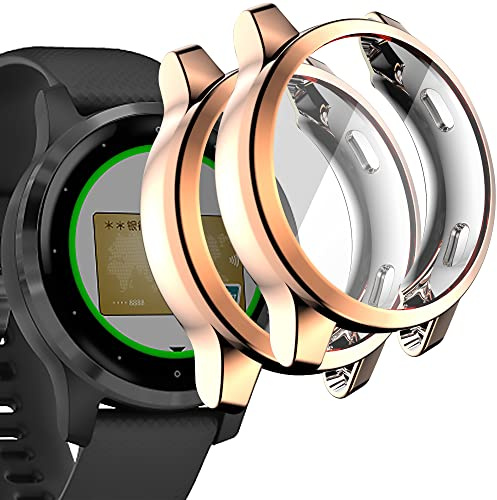 Acadeny [2 Stücke] Hülle Kompatibel mit vivoactive 4s 40mm/Venu 2s, Roségold hohe Transparenz Rundum Schutzhülle mit Displayschutzfolie, [Anti-Fleck] [Kratzfest] Ultradünne TPU Schutzhülle für