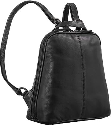 STILORD 'Calla' Lederrucksack Damen Klein Elegant Rucksack Frauen City Daypack Backpack Modern Ledertasche Kleiner Tagesrucksack 10-11 Zoll Tabletrucksack Echtleder, Farbe:schwarz