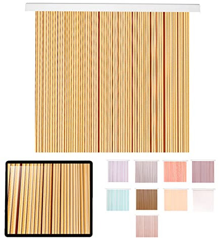 LucaHome - Cortina Puerta Exterior e Interior - Cortina de Puerta en PVC alumnio - Cortina fácil instalación - Evita Insectos y bichos (Beige Marron, 120cm)