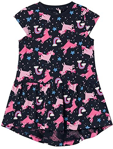 NAME IT Mädchen Nmfvigga Capsl Dress F1 Noos, Dark Sapphire/Aop:unicorn, 92