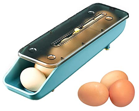 Automatic Slide Egg Storage Box Egg Tray Fridge Egg Storage Box, Design For Easy Egg Retrieval, Stackable Egg Organizer, Egg Storage Container For Refrigerator (Blue)