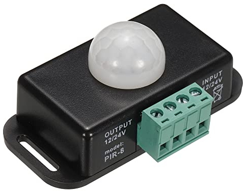 sourcing map LED Motion Sensor Switch DC 12-24V 6A PIR Infrared Body Detect Timer Controller for Automatic Lighting Bulbs LED Strips, Black