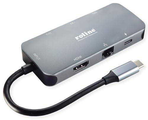 ROLINE USB 3.2 Gen 2 Typ C Multiport Dockingstation, 4K HDMI, LAN