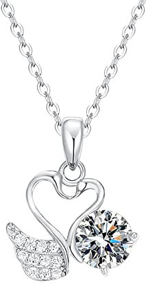 KONFEN Schwan Kette Damen Geschenke Halsketten, Y-Kette Zirkonia Schmuck Geschenke kettenanhänger silber für Damen Frauen Schmuck Valentinstag Hochzeit Jubiläum Geburtstag Frau Freundin (Silber)