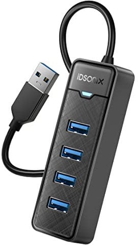 iDsonix 4-Port USB Hub 3.0 Hub für Laptop, Tragbarer Reise-USB-Hub mit LED-Anzeige für MacBook Pro/Air, Windows, Mac OS, Linux Flash Drive, Mobile HDD