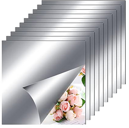 JMITHA Spiegelfliesen Selbstklebend HD Klebespiegel Spiegel DIY Acryl Wanddekoration Wandspiegel Selbstklebende Fliesenspiegel Dekorative Wandspiegel für Badezimmer Schlafzimmer Wohnzimmer