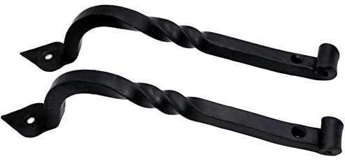 The Metal Magician 8 Inch Barn Door Handles, Pack of 2, Garage Door Handles Decorative, Hardware Rustic Twisted Design Black Cast Iron Handle, Fence Gate, Metal Gate Outdoor, Outdoor Kitchen Cabinets