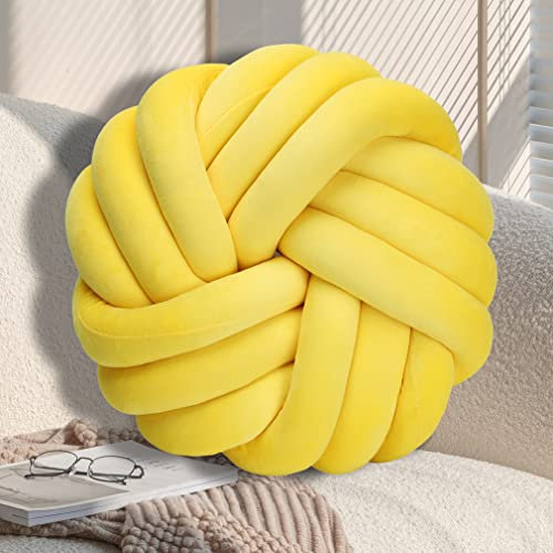 GYCS Knot Cushion, Soft Plush Cushion, Knotted Cushion, Decorative Cushion for Sofa, Bed, Decorative, Knot Cushion, Throw Cushion for Home Decoration, Bedroom, Couch,Yellow a,42cm