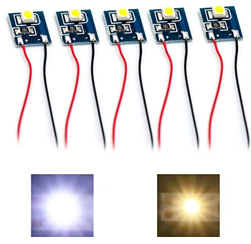 QOXEZY 5 Stück 12 V Modelleisenbahn-LEDs, Gebäude-Innenbeleuchtung, LED-Layout, vorverdrahtete LED-Lichter, Modellstraßen-LED für OO HO-warmes Licht