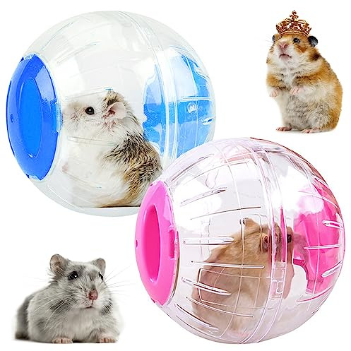 INHEMING 2 Piezas Bola de Ejercicios para Roedores,Bola para Hámster Transparente, Pelota para Correr de Hámster,Mascota Pequeña, Hamster Run Ball - 12 cm