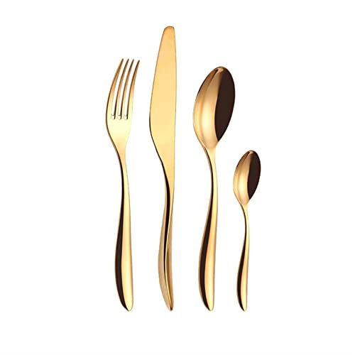 Besteck Set Gold Messer Gabel Löffel Set Besteck Geschirr Edelstahl Besteck Set Luxus Besteck Set Zero Waste Küche Gerät Set (4PCS) (4PCS) Dekoration