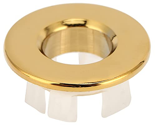 Tomotato Tappo di Troppo Pieno per Lavabo, Coperchio di Troppopieno per Lavandino in Ottone Sostituzione del Coperchio del Foro Tondo di Ricambio per Lavabo da Bagno(Oro)