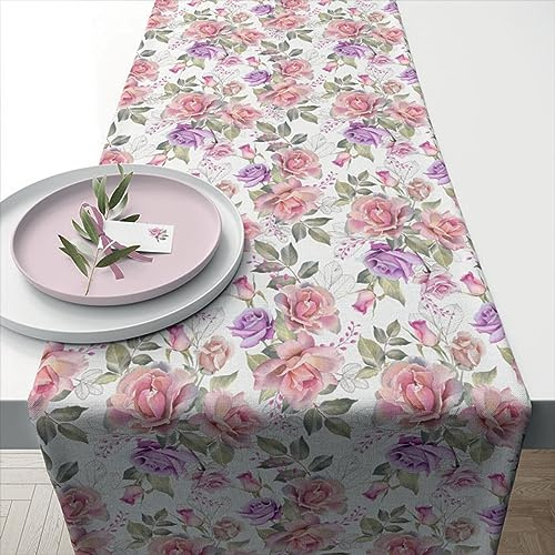 Ambiente Tischläufer Läufer Table Runner / 40x150 cm / Josephine Rosenmotiv Rosen Pastell Farben / Baumwolle