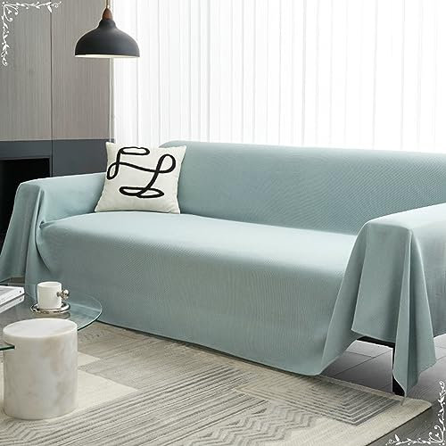 Mesnt Sofabezug Decke, Chenille Sofaüberwurf Decke Couch Glatte, einfarbige Farbe Hellblau, 180x130CM