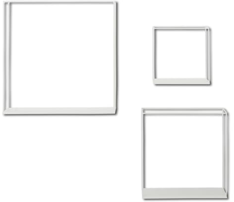 KHG Wandregal 3er-Set weiß aus Metall pulverbeschichtet, für Stauraum | großes Regal 40x40x15 cm, Hängeregal ideal für Bücher, Pflanzen & Deko, für Wohn, Ess, Schlaf, Badezimmer & Küche