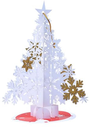 YANGLY Weihnachtskarten, 3D-Popup-Schneeflocken-Baum-Grußkarte, Nachrichtenkarten, Weihnachtsdekoration für Einladung 2024 Neujahr