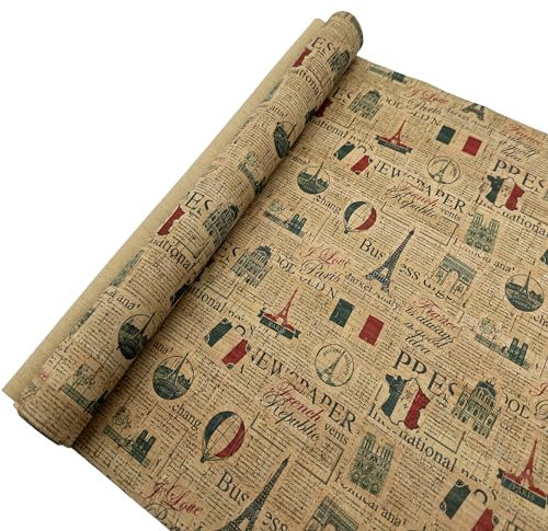 SorenCut Korkstoff von The Yard, Korklederbögen mit Naturkork, Oberfläche mit französischem Symbol, 32,5 x 137,2 cm, größere Größe zum Nähen, Schneiden von DIY-Projekten