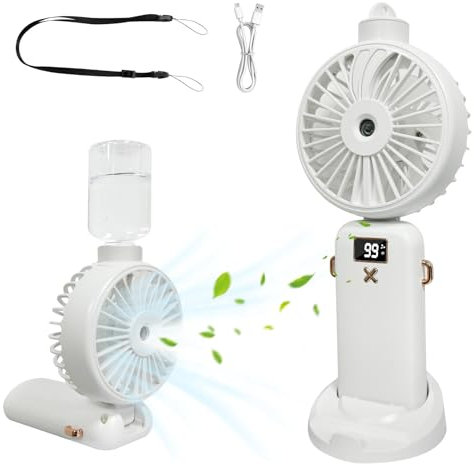 POCKET PANDA Misting Fan Portable Handheld Fan, 5000mAh Hand Held Mist Fan Rechargeable, Small Mister Fan, Personal Cooling Water Spray Fan for Men Women Travel Home Outdoor, White