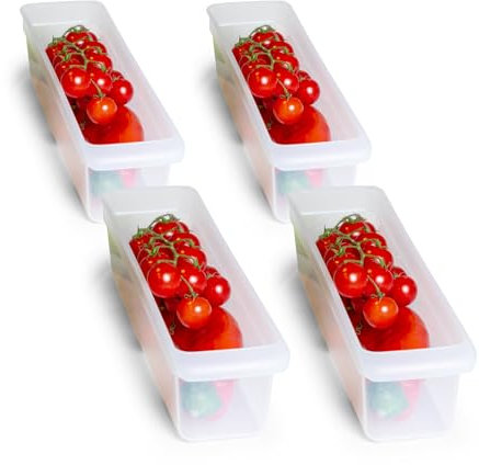 Novaliv 4X Kühlschrank Organizer 30,5 x 7,5 x 8 cm BPA-frei Ordnung Made in Germany Ordnungsboxen Kühlschrank Lebensmittelecht Aufbewahrung Haushalt Spühlmaschinenfest Ordnungssystem Kühlschrank