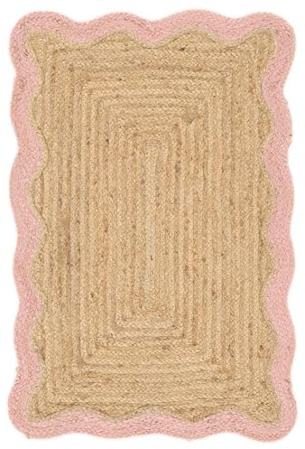 RugVista Moderner Teppich - Rosa, 60x90, Handgewebt aus Jute