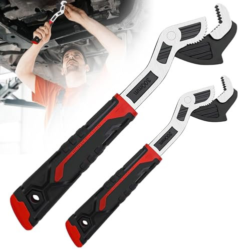 WANDGU Alicates universales CR-V: 2 alicates de tubo autoblocantes, alicates de ajuste rápido, juego de alicates ajustables para junta deslizante, bomba de agua y conexión de ranuras