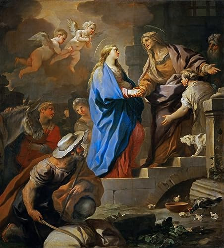 EQVRDCUW Klassische Malerei Wandkunst Leinwanddrucke Leinwand K unstwerk Barock die Visitation Par von berühmten Künstlern Ölgemälde Kunstdruck für Bürodekoration 60x90cm