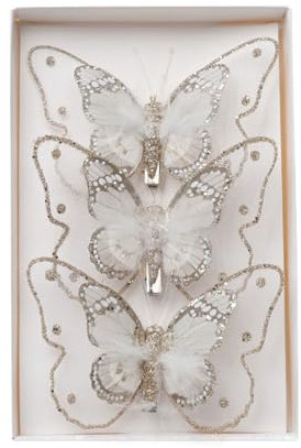 JSGHGDF Adorno de mariposa para árbol de Navidad, mariposa brillante, decoración colgante para árbol de Navidad con clip para