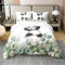 Homewish Nette Panda Tröster Abdeckung,Chinesische Kung Fu Panda Bettwäsche Set,Kawaii Tier Muster Bettbezug,Rustikale Pastoral Zweig Blatt Bett Set für Erwachsene,135x200
