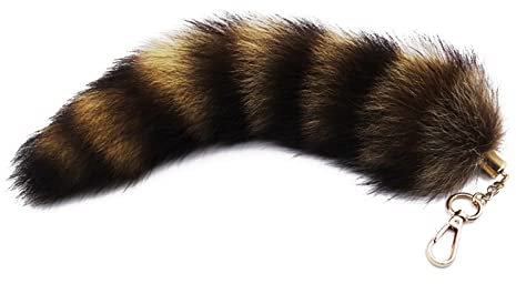 YIBOZI Plüsch-Fox-Schwanz-Schlüsselanhänger, pelziger Waschbärschwanz, 28 cm, Tierschwanz, Schlüsselanhänger, Pompons, Schlüsselanhänger, Taschendekoration, Schlüsselanhänger