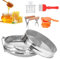 Filtro per miele doppio Fliter, 5 pezzi in acciaio inox doppio filtro miele set 22 x 22 cm, filtro per miele e accessori per apicoltura, strumenti per filtrare il miele