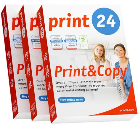 print24 Druckerpapier Kopierpapier 500-150000 Blatt A4 80g Premium Weiß Testsieger PEFC (1.500 Blatt)
