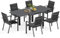 Devoko Gartenmöbel Set 6 Personen,6+1 Aluminium Tisch und Stühle Set Balkonmöbel, 6 Stapelbare Gartenstühle und 1 80/160 cm Dehnbarer Gartentisch,Terassen möbelsets außen Lounge, Dunkelgrau