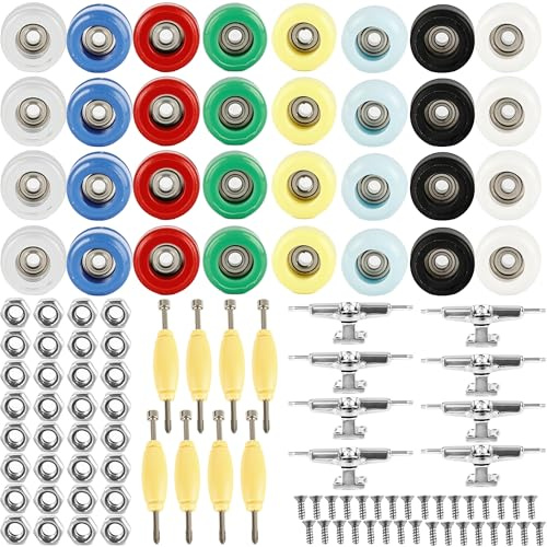 Kugliwa 8 Set Mini-Finger-Skateboard-Zubehör, Fingerbretter, Reparaturset, Griffbrett-Formwerkzeug, Teilräder für 32 mm breite Decks, Finger-Skateboard-Achsen
