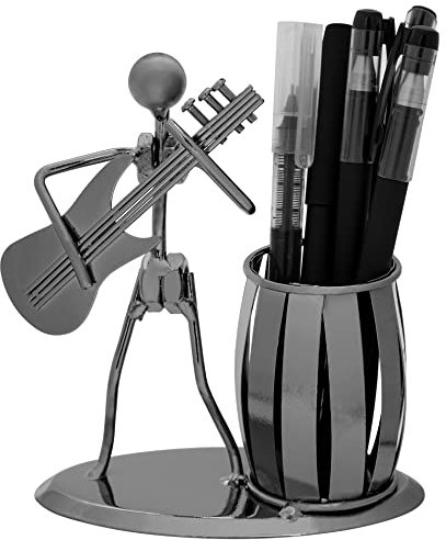 Griwuut Gitarrenstifthalter,Gitarren Stiftehalter Stifteköcher aus Metall,Bleistift Halter,Schreibtisch Organizer,Creative Desktop Zubehör für Büro, Geschenk für Lehrer, Neues und Kreatives Geschenk