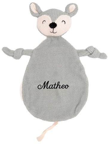 Kidsmood - Personalisierts Schmusetuch mit Namen - Spucktücher Baby Schmusetier – Schnuffeltuch als Geschenke zur Geburt Mädchen & Junge - Baby Erstausstattung Neugeborene [Grün]