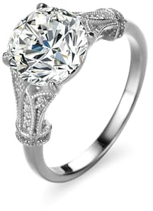 Mesnt Hochzeit Ringe Damen, Damen Platin Verlobungsring mit 3 Karat rundem Moissanit, Größe 65 (20.7)