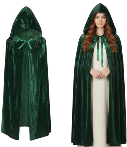 DvBCNMe Medusa Kostüm, Elfen Kostüm Damen, Waldfee mit Grünem Umhang, Umhang Damen für Verkleidungspartys, Halloween Kostüm Damen, Hexen Kostüm Damen, Herr Der Ringe Kostüm, Ghostface Kostüm