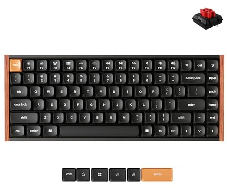 Keychron K3 Max QMK/VIA Kabellose Mechanische Tastatur – programmierbar, 2,4 GHz/Bluetooth/USB-C, Holzrahmen, Gateron Hot-Swap, rote Schalter für Mac und Windows - QWERTY US Layout