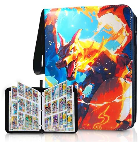 Classeur Carte 50 pages, Capacité 900 cartes, Album Porte carte à Collectionner, Imperméable, Porte Carte en Cuir Double Face avec Fermeture éclair